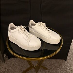 Ash White Platform Sneakers with Silver Glitter